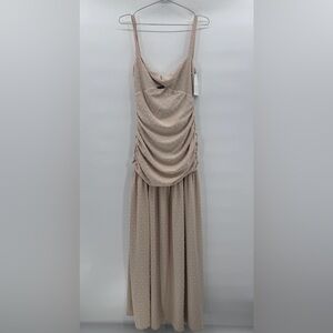 NWT Rumer Beige Dress- Delilah Ruched Maxi
